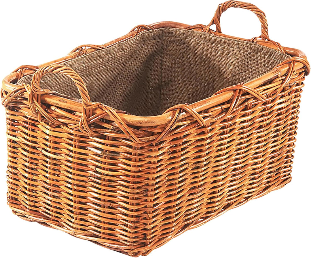 Holztrage Holzkorb für Kaminholz - Rattan Lacak mit abnehmbarem Leinenstoff Braun, Braun