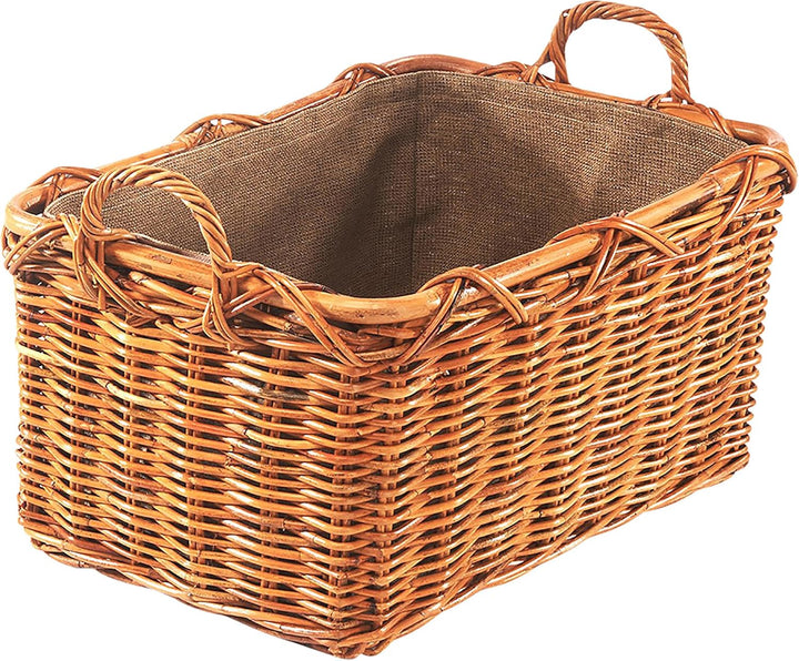 Holztrage Holzkorb für Kaminholz - Rattan Lacak mit abnehmbarem Leinenstoff Braun, Braun
