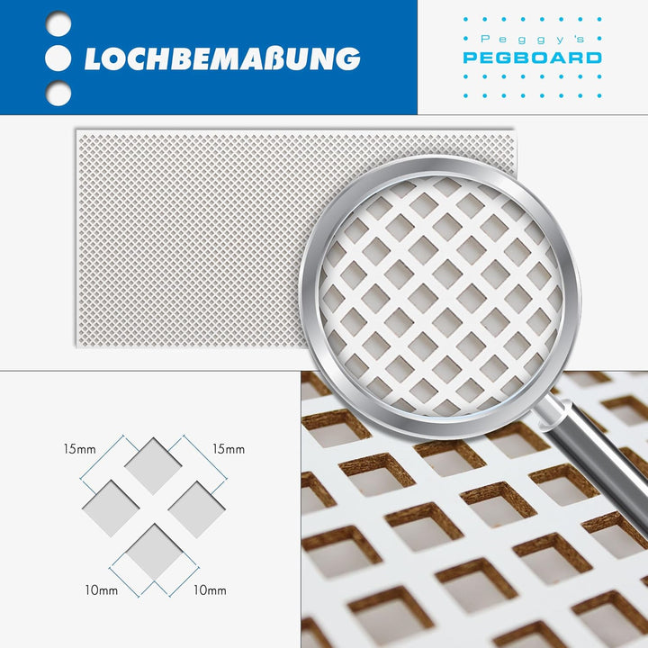 PEGBOARD - VALENCIA Lochwand 122 x 61 x 0,3 cm MDF Holzplatte weiss lackiert - Deutsches Produkt - H
