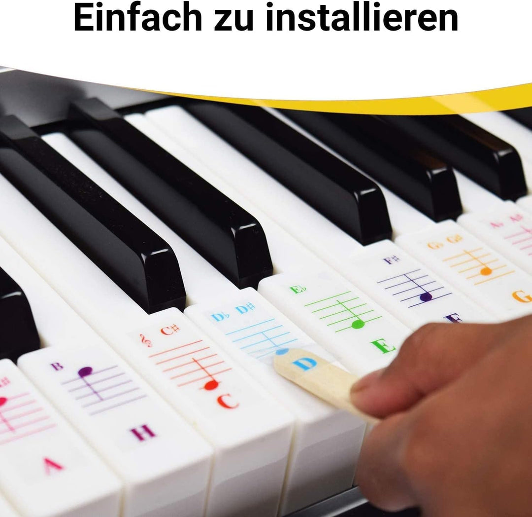 Farbige Klavieraufkleber, farbige Tastaturaufkleber, eine komplette Klaviermusikstunde mit Farbnote,