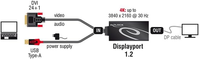 Delock Adapter DVI(24+1) -> Displayport Schwarz 30cm Kabel