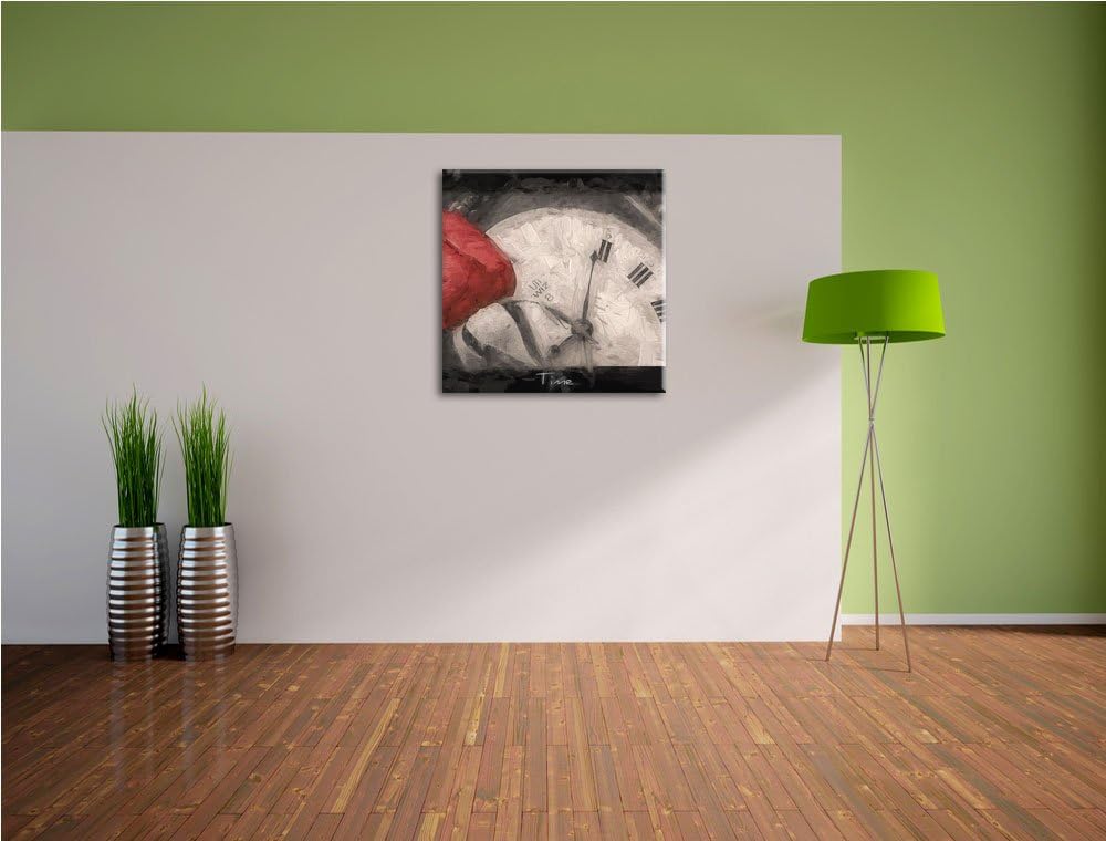 Pixxprint Rote Rose, Format: 70x70 auf Leinwand, XXL riesige Bilder fertig gerahmt mit Keilrahmen, K