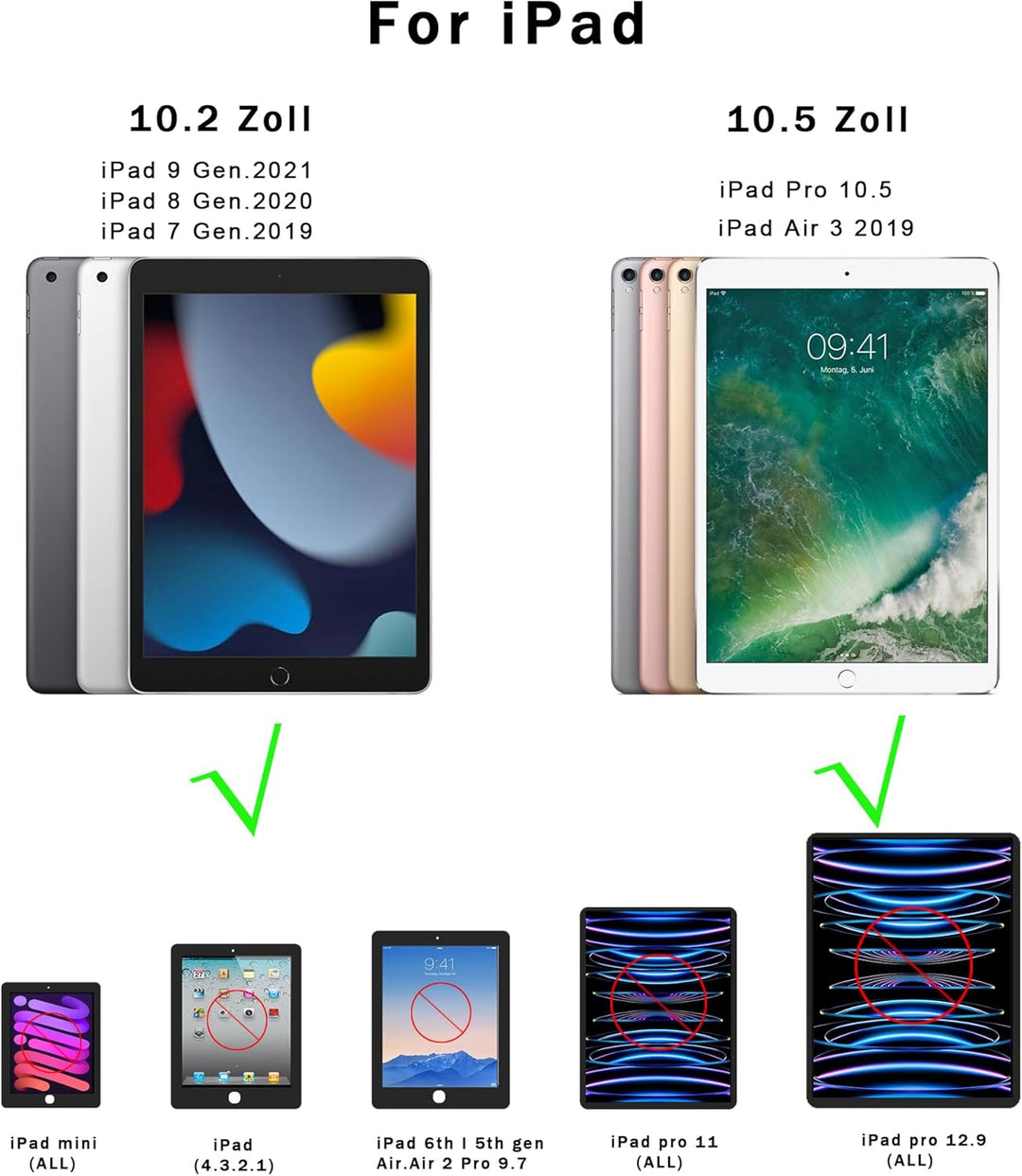 ROOFEI Tastatur Hülle für iPad 10.2 Zoll (9/8/7 Generation - 2021/2020/2019), iPad Air 3 & iPad Pro