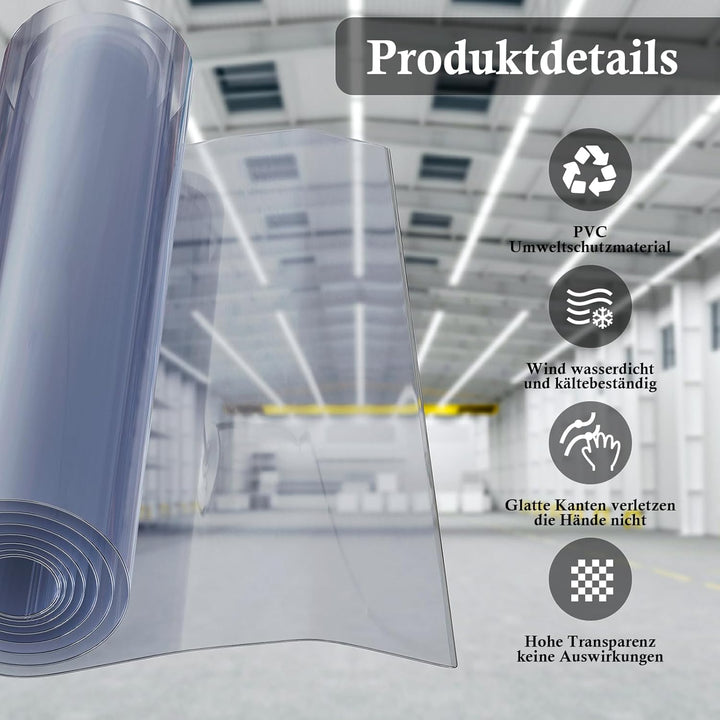 bimiti PVC Lamellenvorhang Streifenvorhang 90x220cm Transparent Streifenvorhang, Lamellen Stallvorha