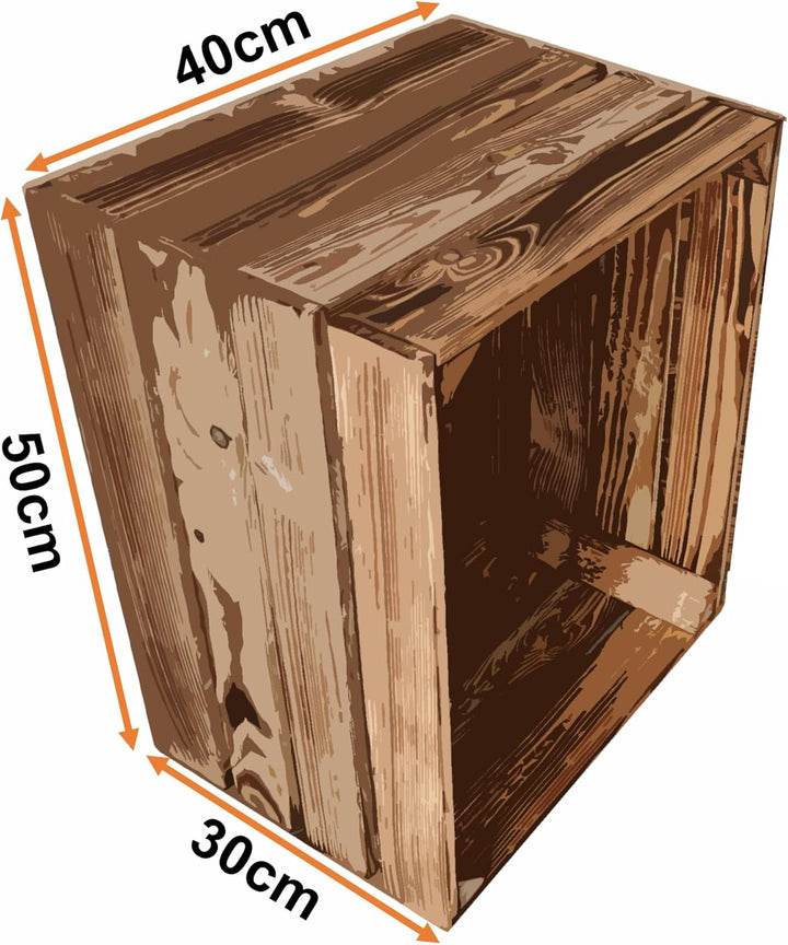 Teramico Alte geflammte Obstkisten / Holzkisten in vielen Variationen -Ideal zum Möbelbau oder zur A