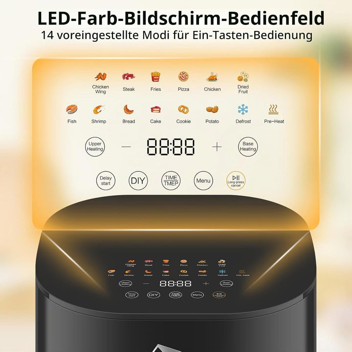 Uten Dual Blaze Heissluftfritteuse 5,5 L mit Sichtfenster, Farbbildschirm, 14 Programme, Verzögerter
