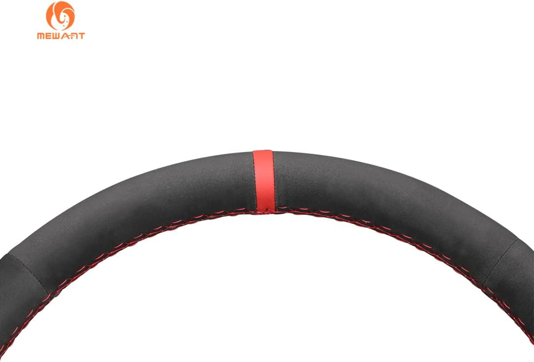 MEWANT Lenkradbezug für Fiat 500 2015-2021 / 500C 2016-2021, Veloursleder, Schwarz Stil 01: Schwarze