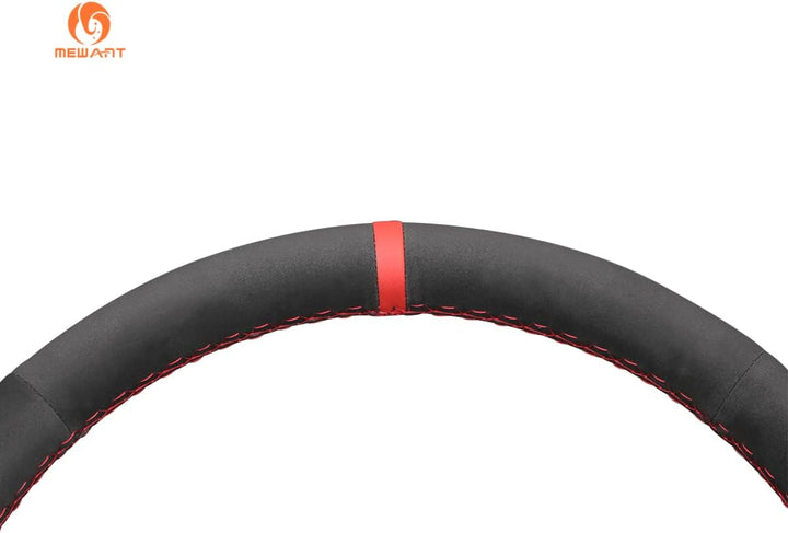 MEWANT Lenkradbezug für Fiat 500 2015-2021 / 500C 2016-2021, Veloursleder, Schwarz Stil 01: Schwarze
