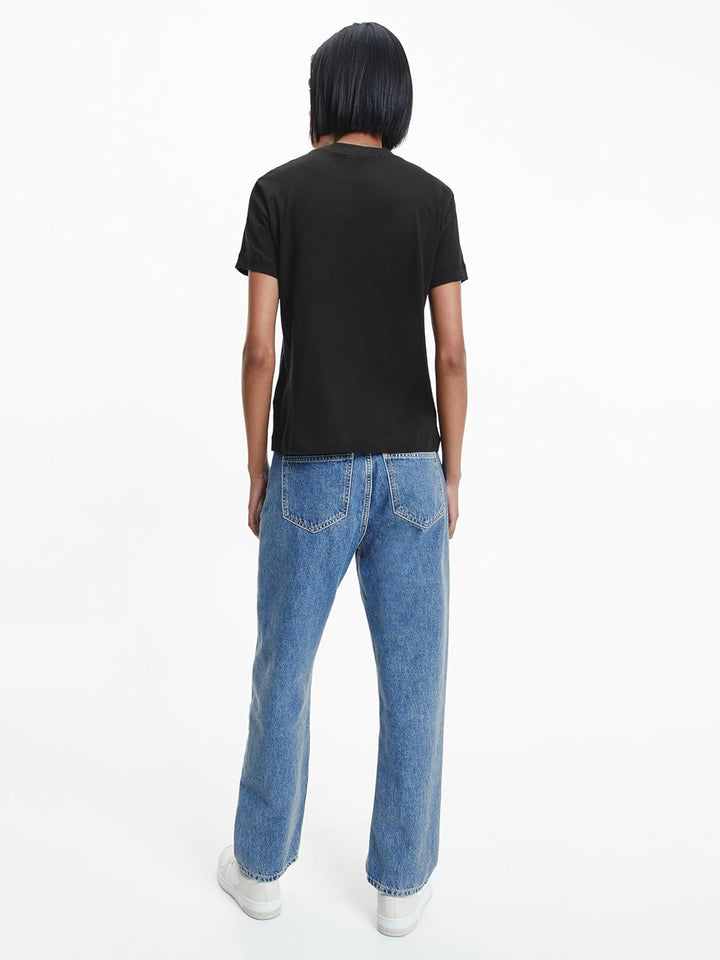 Calvin Klein Damen T-Shirt Kurzarm Core Monologo Rundhalsausschnitt XS Schwarz (Ck Black), XS Schwar