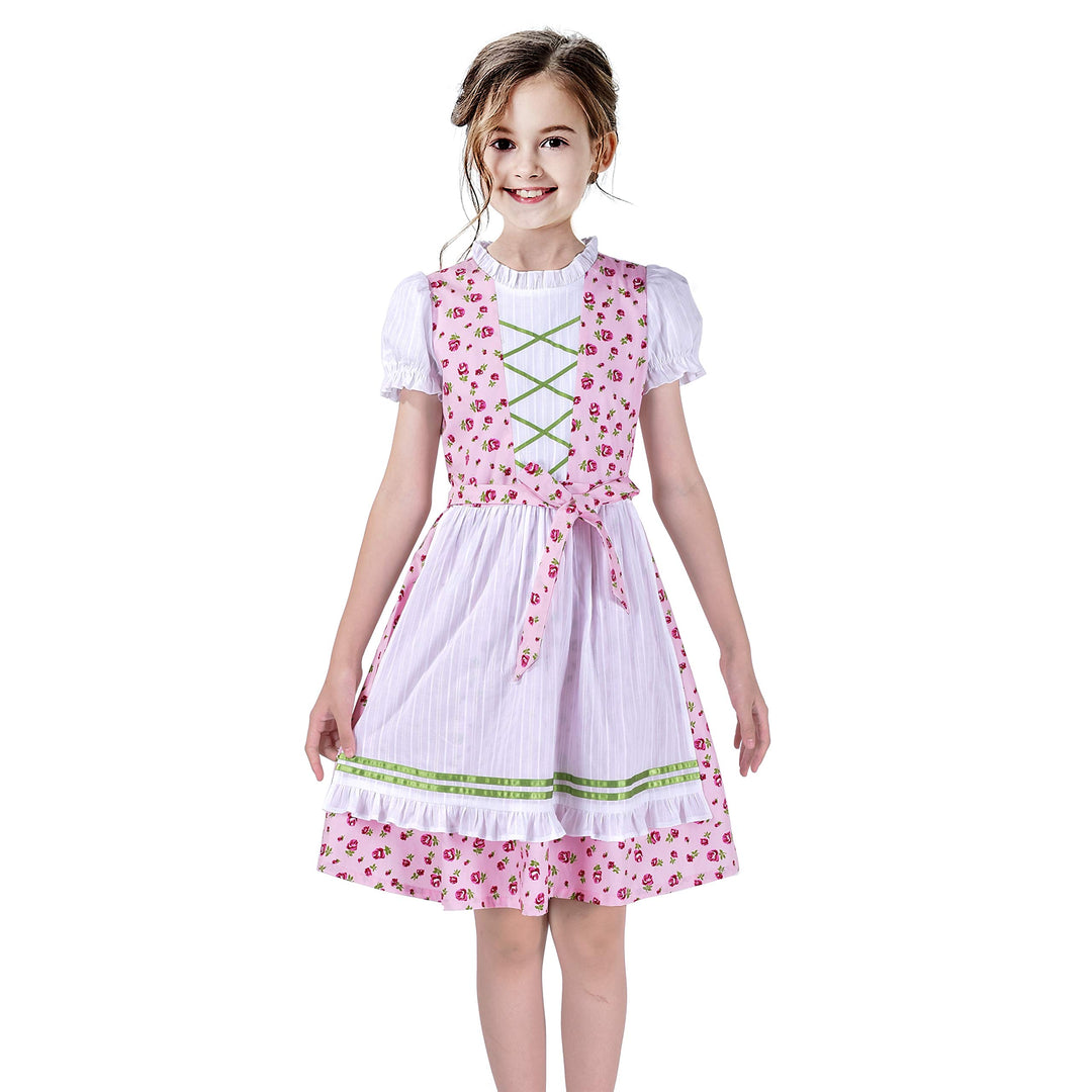 Sunny Fashion Mädchen Deutsche Dirndl Kleid Kostüme Zum Bayerisches Oktoberfest Jahrgang Rosa Gr. 11