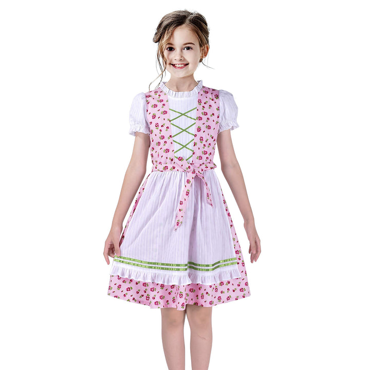 Sunny Fashion Mädchen Deutsche Dirndl Kleid Kostüme Zum Bayerisches Oktoberfest Jahrgang Rosa Gr. 11