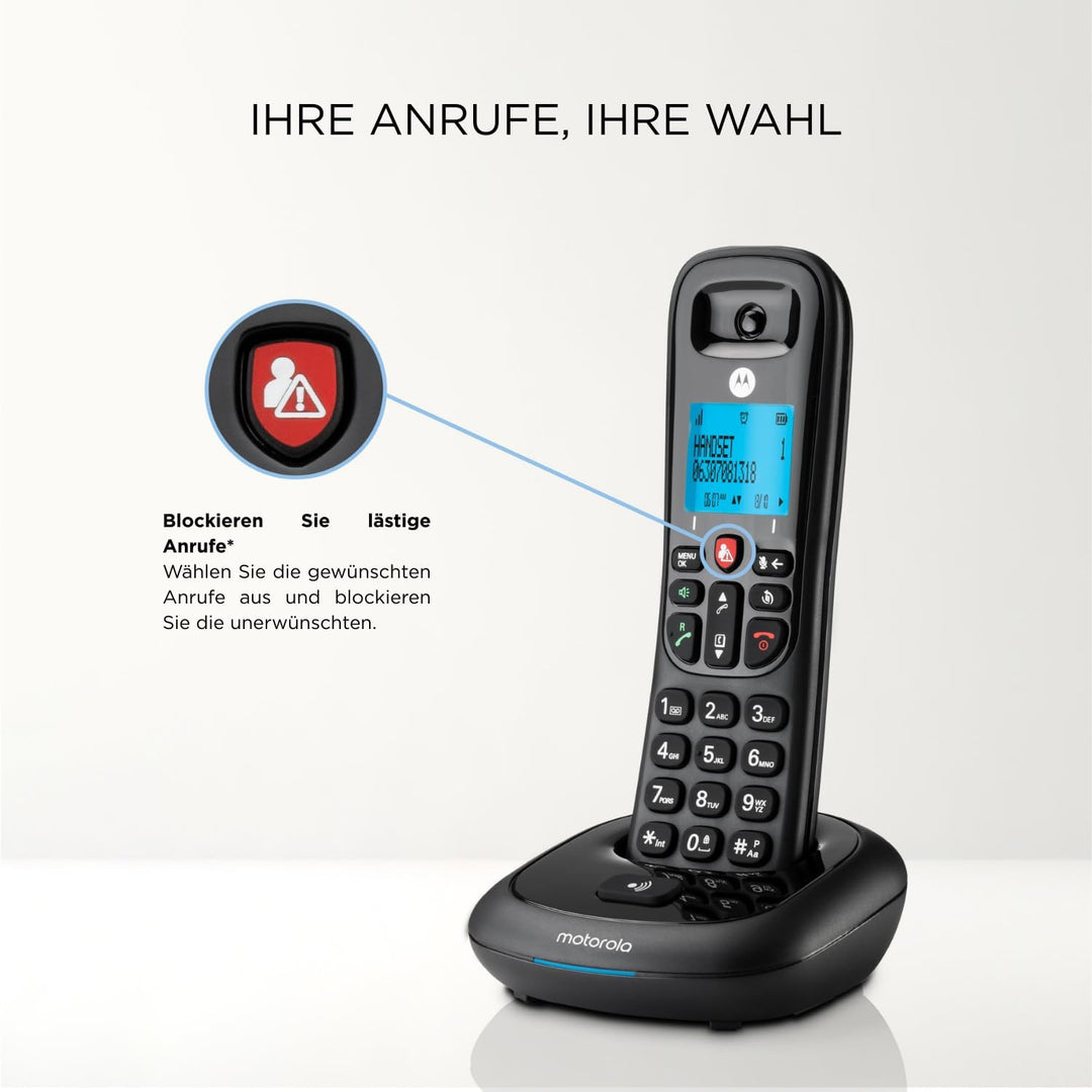 Motorola Cd4001 Negro Teléfono Fijo Inalámbrico Con Pantalla Y Teclado Retroiluminado