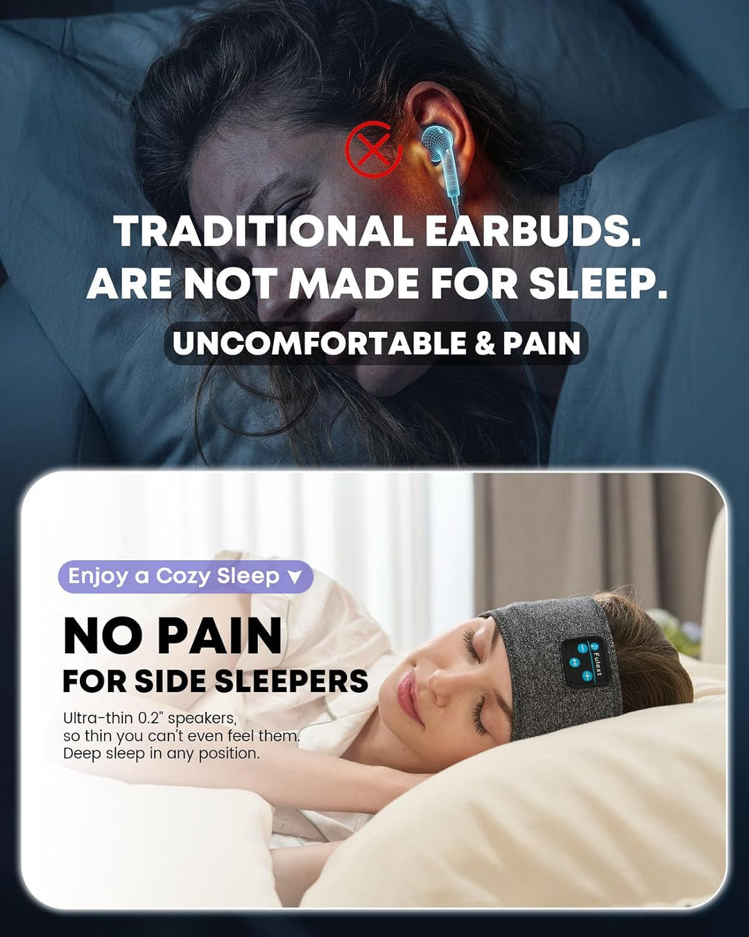 Schlafkopfhörer Bluetooth, Schlafkopfhörer Stirnband Weich Elastisch Bequem Bluetooth Stirnband Kopf
