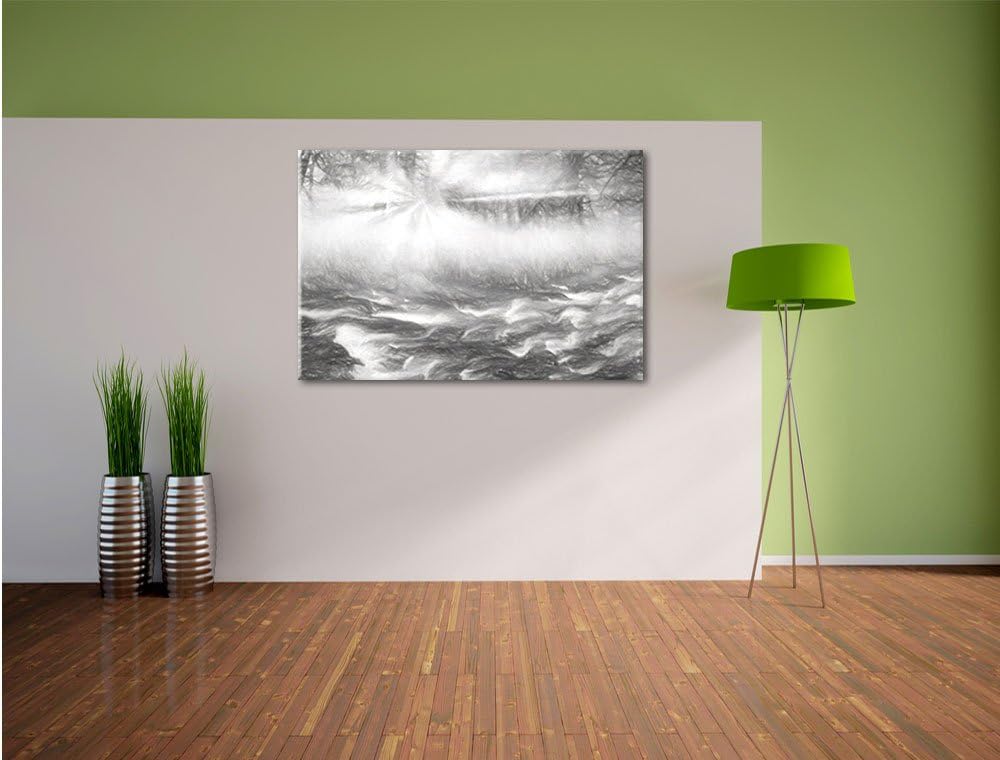 Pixxprint Nebeldickicht im Wald als Leinwandbild/Grösse: 100x70 / Wandbild/Kunstdruck/fertig bespann