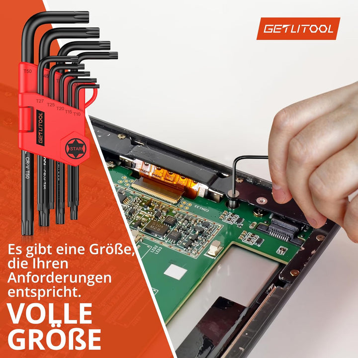 GETLITOOL Innensechskant Satz, 35tlg. Innensechskantschlüssel Kugel HX Metrisch, Zoll un TX Torx Win