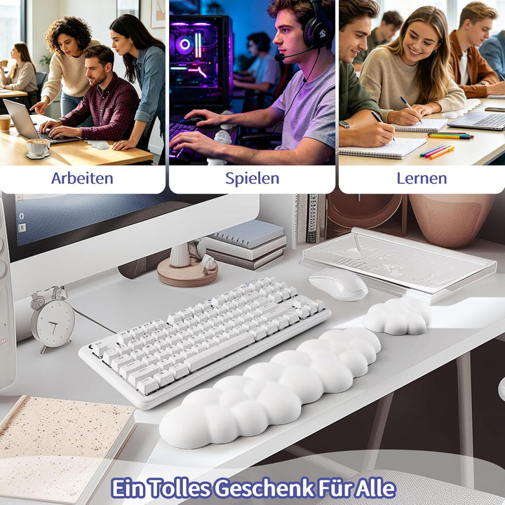 Sushret Wolke Handballenauflage Tastatur, Ergonomisches Wolke Handauflage Tastatur Mit PU Leder Memo