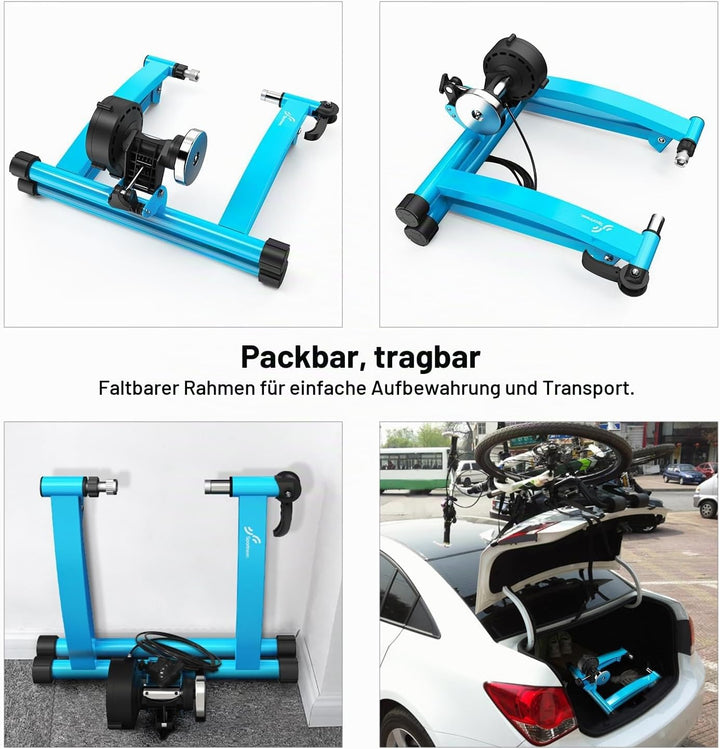 Fahrradtrainer, Sportneer Heimtrainer, Magnetbremse, 6 Widerstandseinstellungen mit Geräuschreduzier