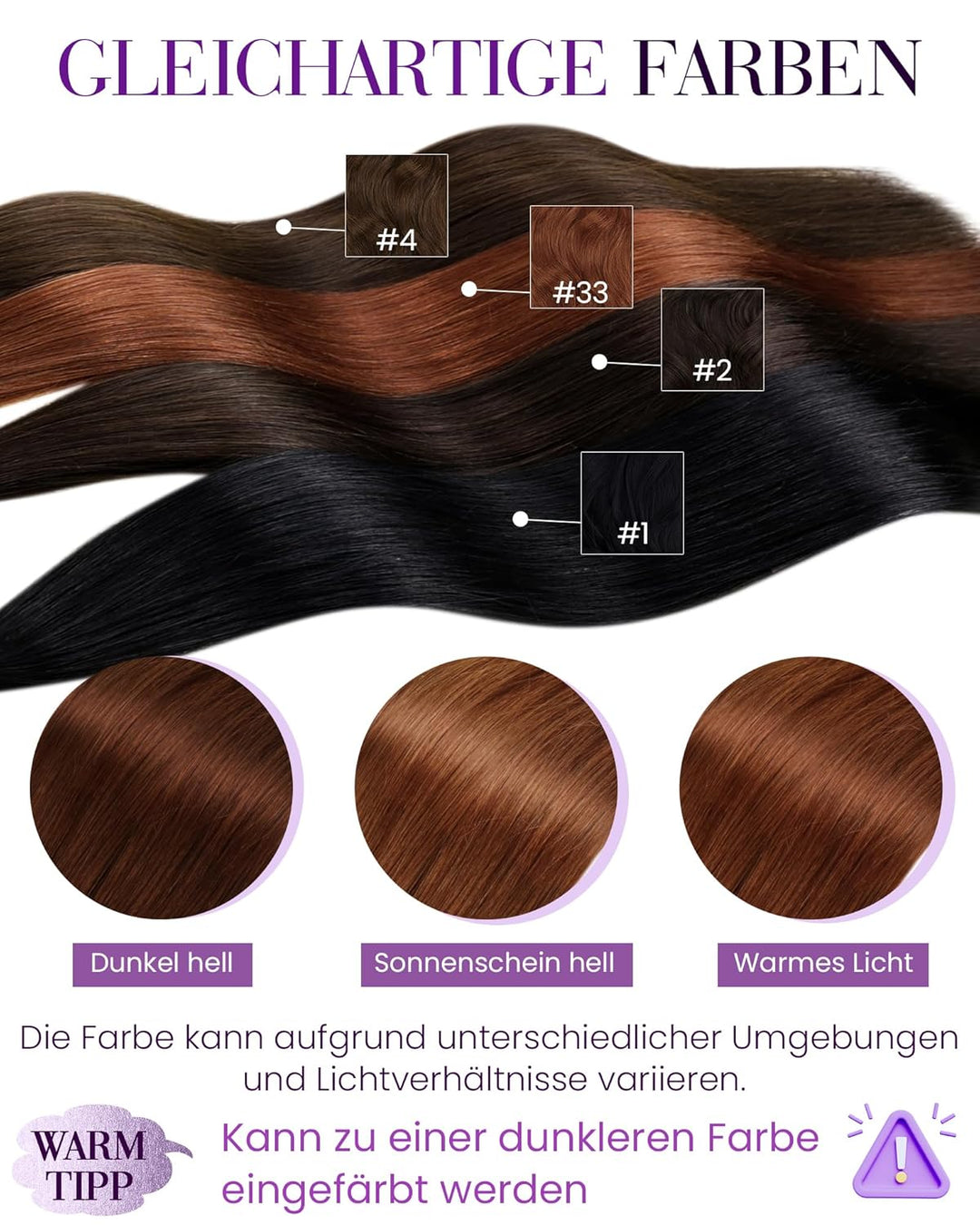 LaaVoo Extensions Echthaar Bondings Rotbraun Echthaar Extensions Bondings Rot Echthaar Extensions Mi