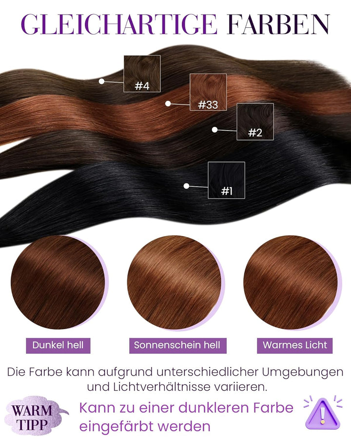 LaaVoo Extensions Echthaar Bondings Rotbraun Echthaar Extensions Bondings Rot Echthaar Extensions Mi