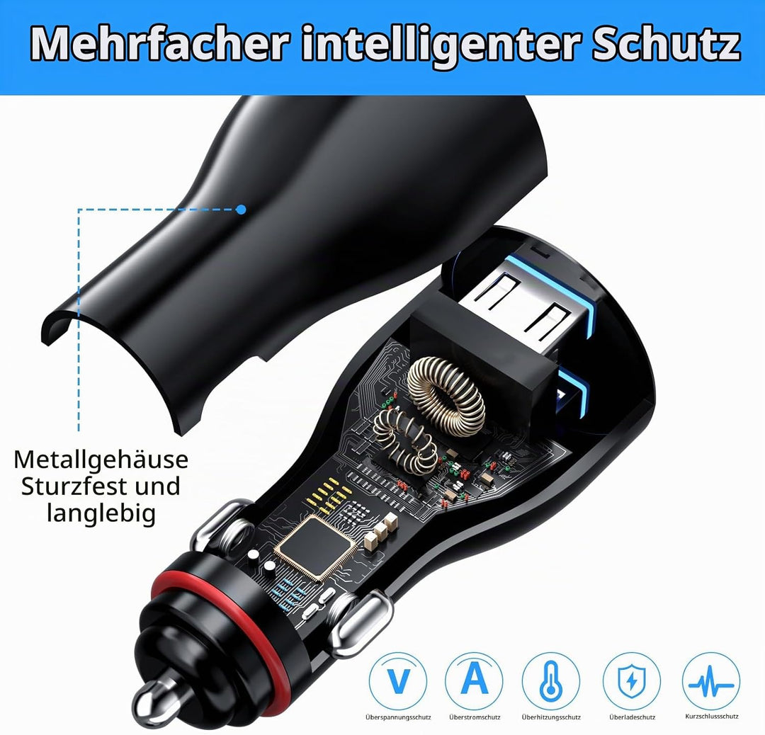 120W Zigarettenanzünder USB Ladegerät für Xiaomi Turbo Charge,USB Kfz Ladegerät Autoladegerät Dualpo