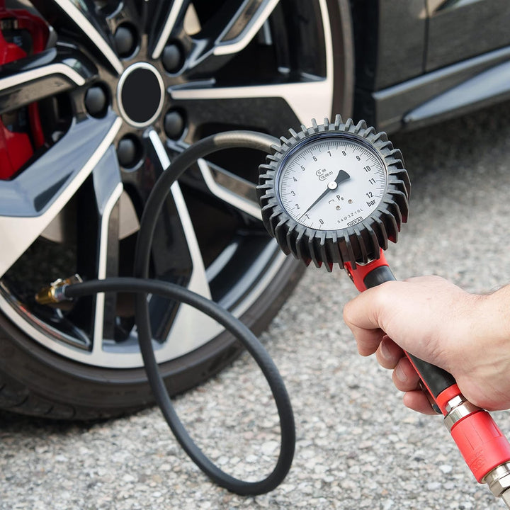 GAV Reifenfüller Messgerät mit WIKA 80mm Manometer (Geeicht) Profi Reifendruckprüfer Druckluft für A