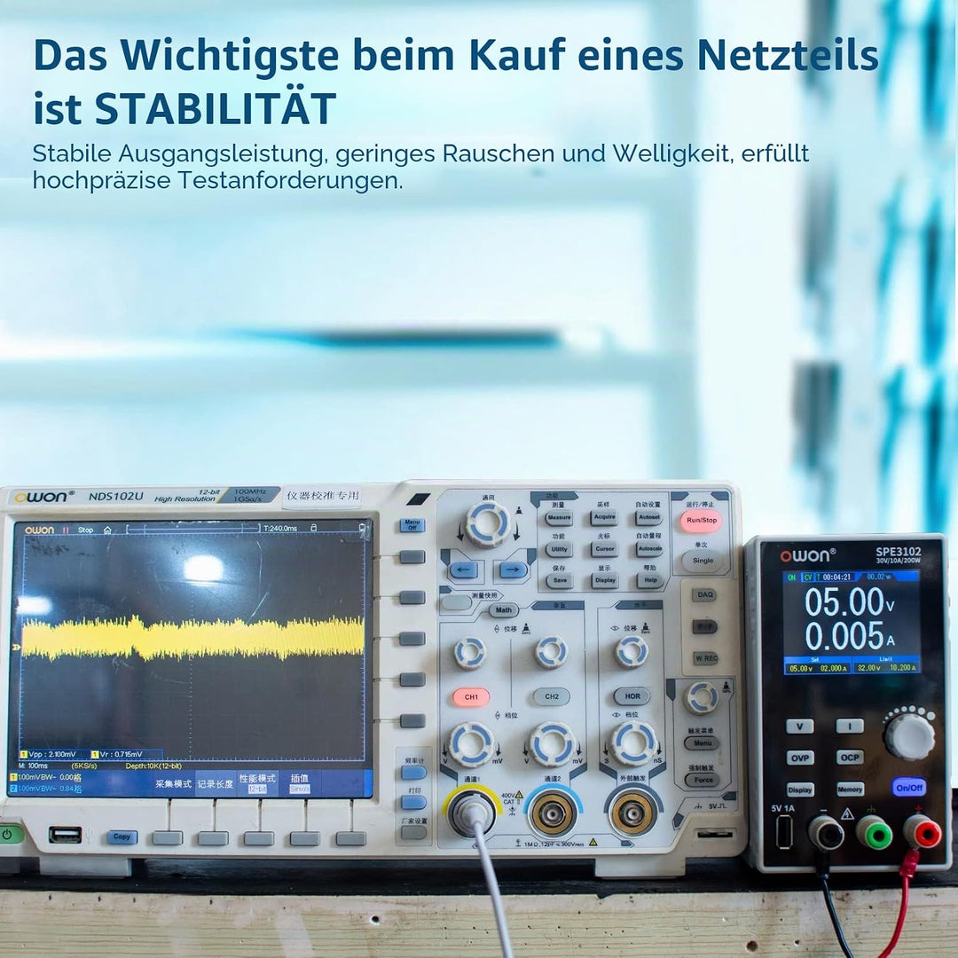 OWON SPE3102 Labornetzgerät 30v 10a,Netzgerät Regelbar mit Ausgang Aktivierbar/Deaktiviertaste Mini