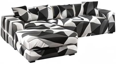 ShowyLive Sofa Überzug Couch Überzug 2er Set für Ecksofa L-Form Sofabezug 3 Sitzer+3 Sitzer, mit 4 S