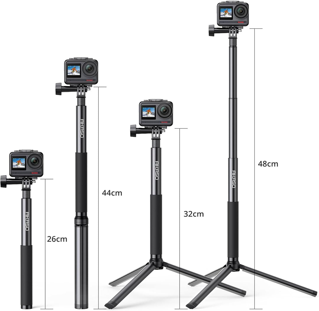 AKASO Selfie-Stick, ausziehbar bis zu 120 cm, Stativ 19 cm, kompatibel mit Sportkamera AKASO EK7000/