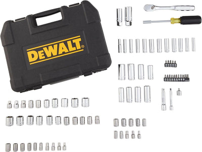 DEWALT Mechaniker-Werkzeug-Set, inklusive Ratschen, Bohrer und Anti-Rutsch-Schraubendreher, 84-teili