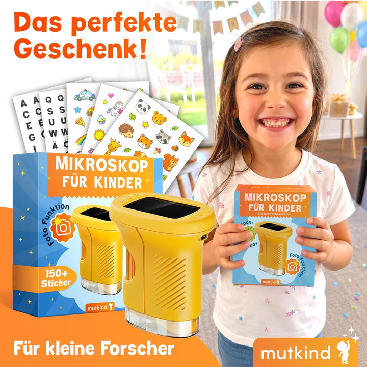 Mutkind® Digitales Mikroskop für Kinder [Mit 1000X Vergrösserung & Fotofunktion] - Tragbares Taschen