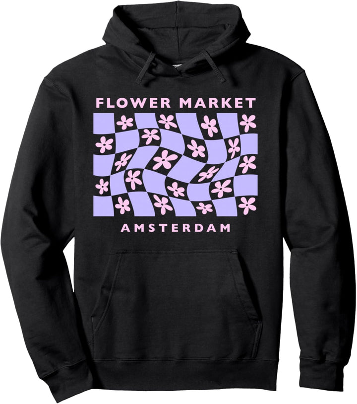 Dänische Pastell Ästhetische Kopenhagen Blumenmarkt Karo Twist Pullover Hoodie