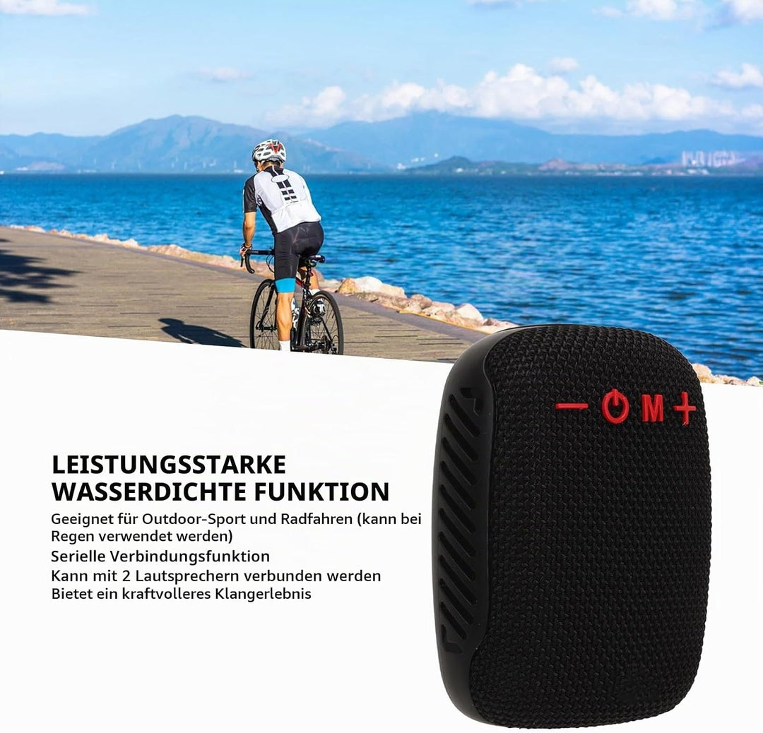 Bluetooth-Lautsprecher für Fahrrad, Wasserdichter Tragbarer -Aussenlautsprecher, Unterstützt Seriell