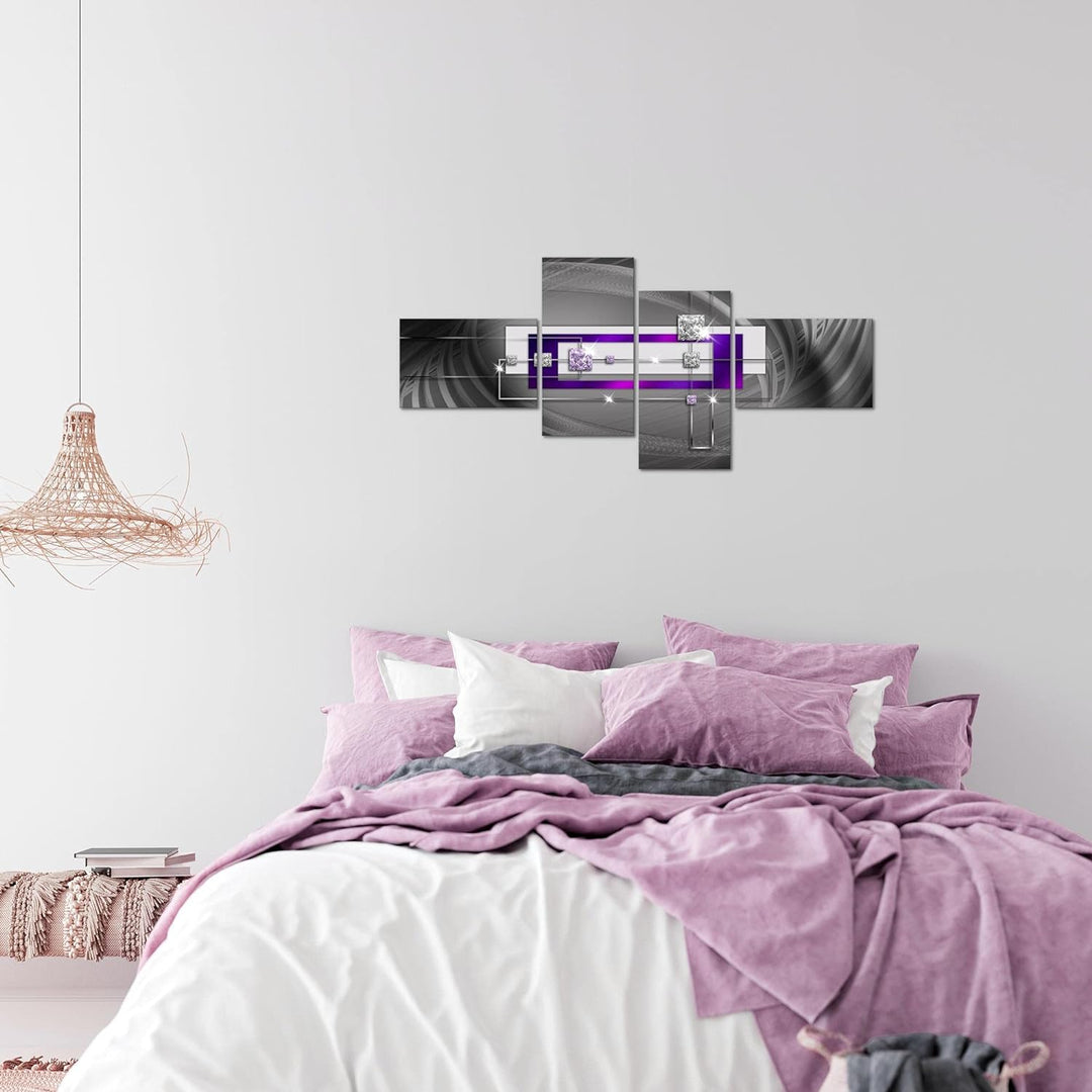 Runa Art Bild Modern Abstrakt - Made in Germany - Wandbilder Diamant Lila Grau 4 Teilig 020942c B 10