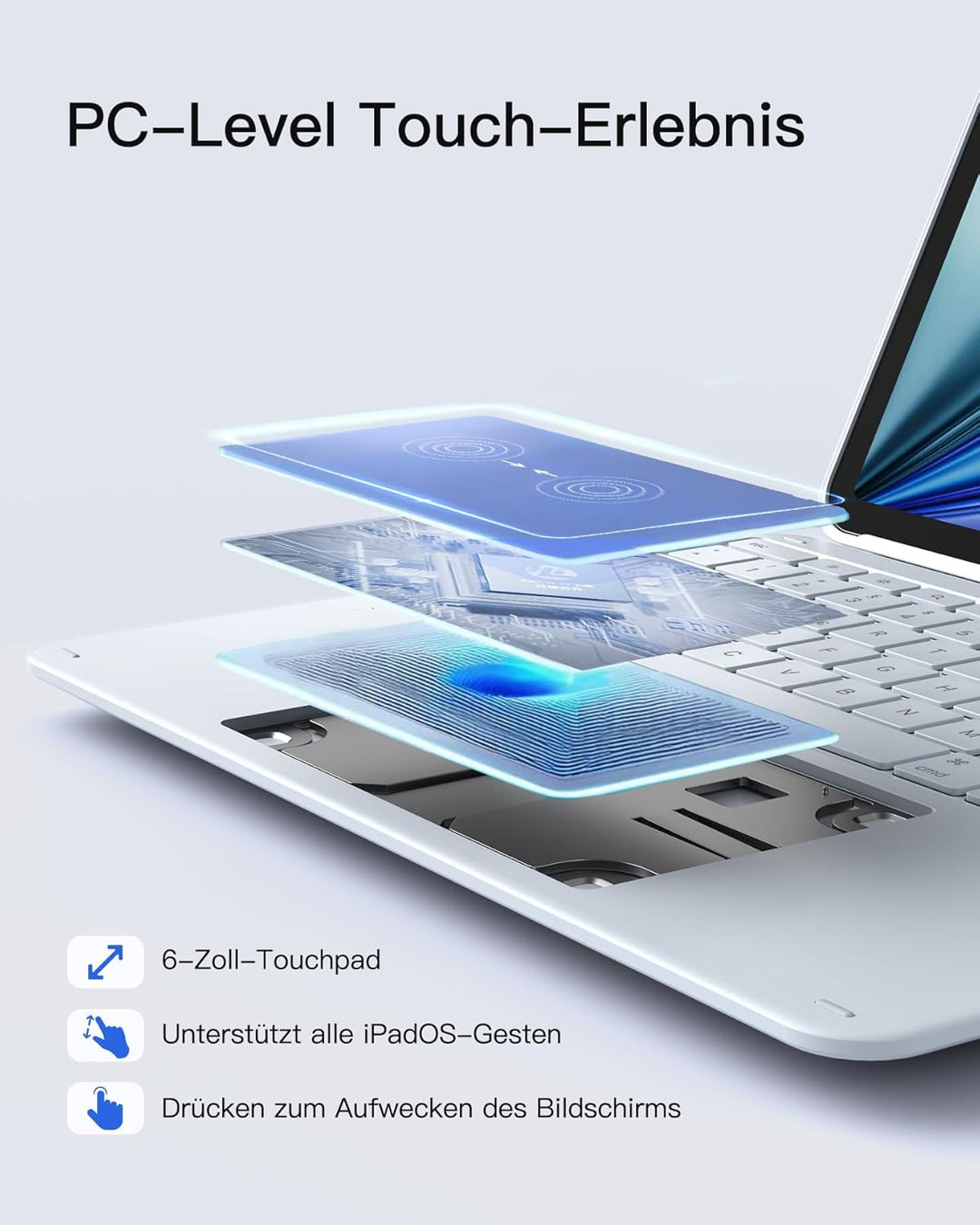 Inateck Tastatur Hülle Kompatibel mit iPad Air 13 Zoll (2025/2024),Tastatur für ipad Pro 12.9 Zoll 6