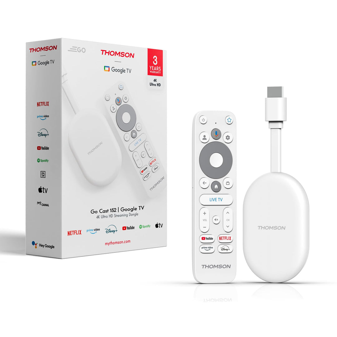 Thomson Go Cast 152 Streaming Dongle, 4K UHD Google TV Stick mit Google Assistant, Google Cast, Dolb