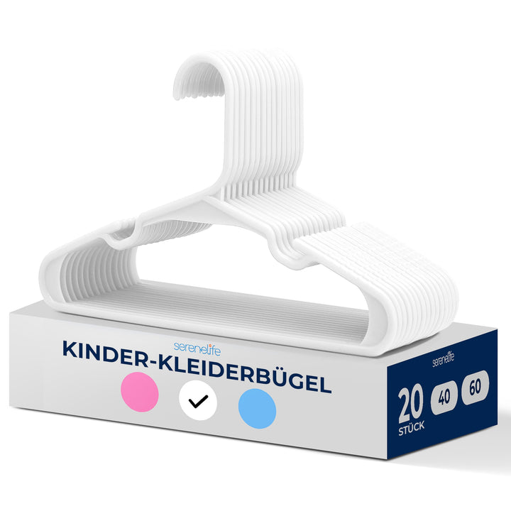 SereneLife Kinderkleiderbügel 20er Set – Kleiderbügel Kinder & Baby Kleiderbügel Kunststoff & rutsch