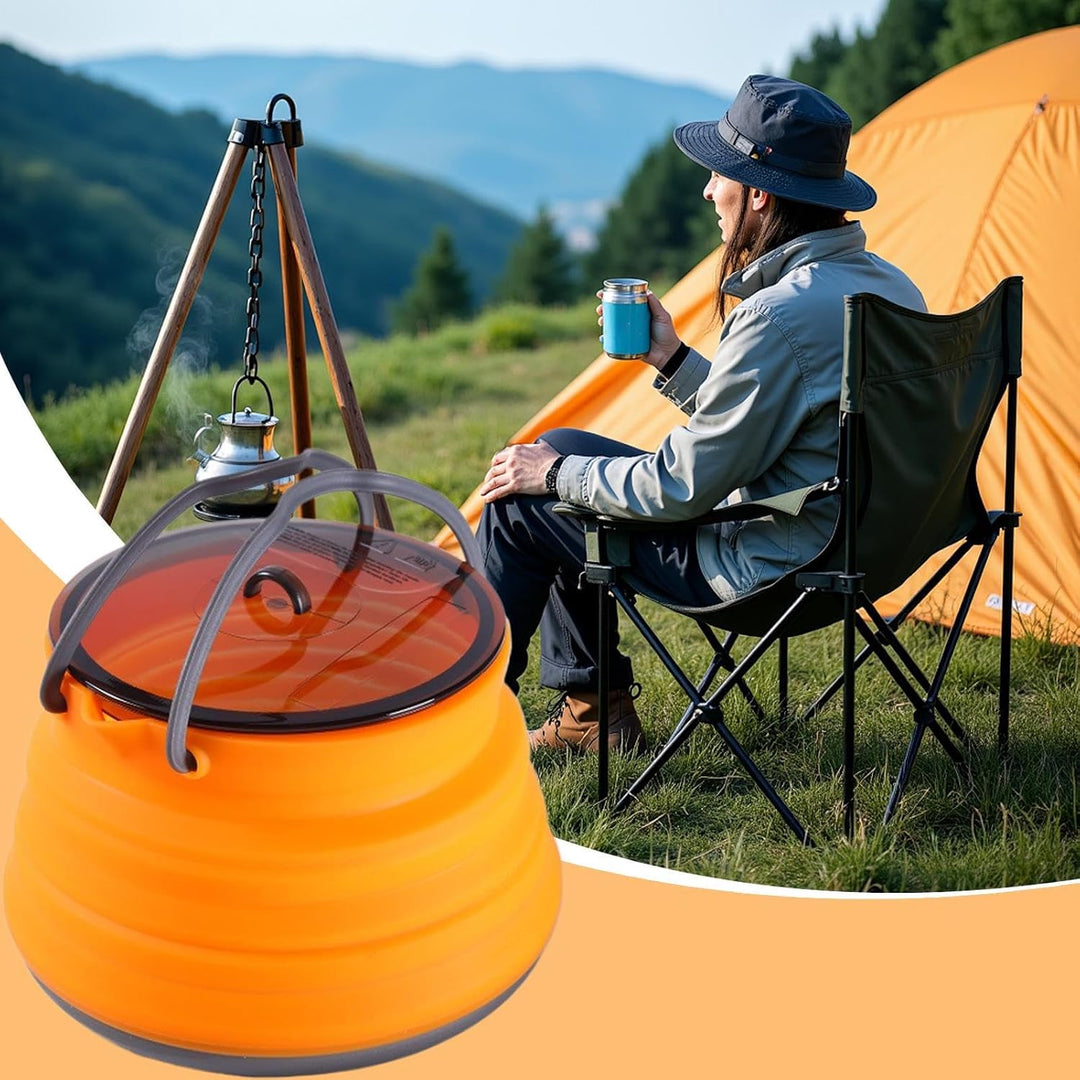 Silikon-Camping-Kochtopf, faltbarer Kaffeekessel, 1,5 l Wasserbehälter mit grossem Fassungsvermögen,