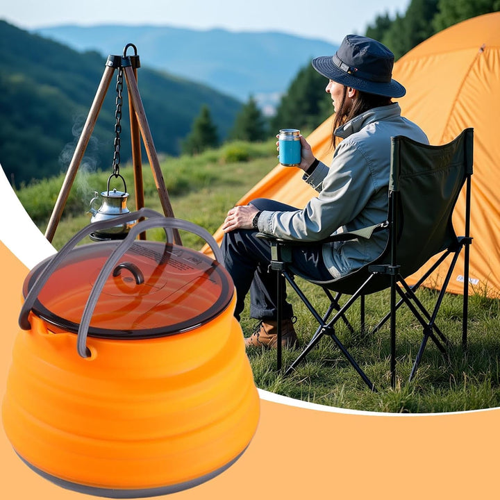 Silikon-Camping-Kochtopf, faltbarer Kaffeekessel, 1,5 l Wasserbehälter mit grossem Fassungsvermögen,