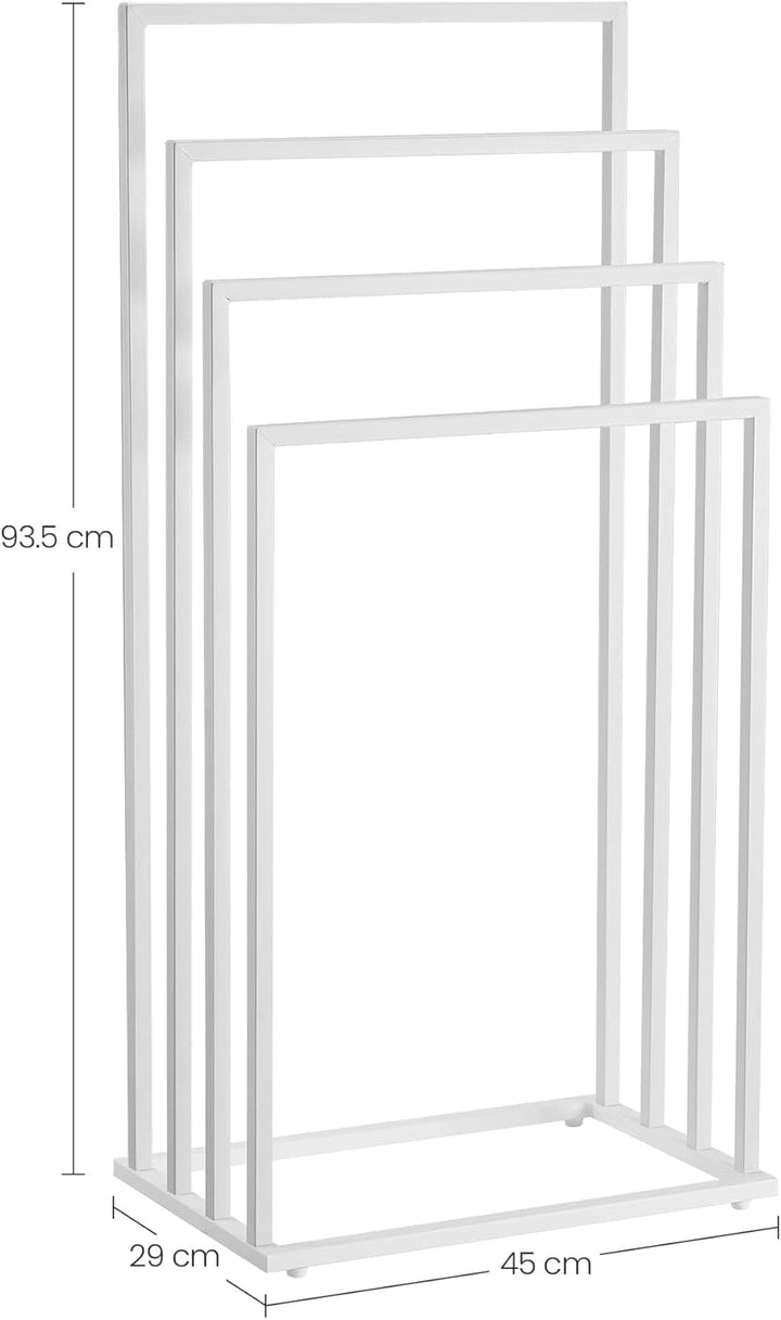 Handtuchständer Weiss – 4Ebenen, freistehend, platzsparend & modern – Stahl, Weiss