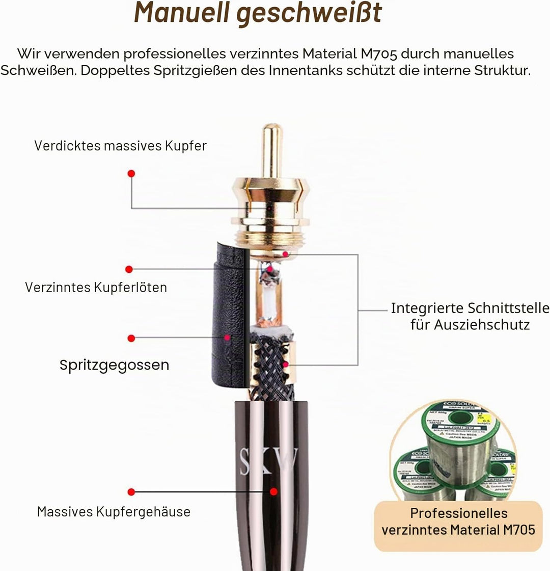 SKW Audiophiles Audio Kabel 3.5mm Klinke auf 2 Cinch Y Splitter Stereo Audio Kabel (3M, Schwarz)