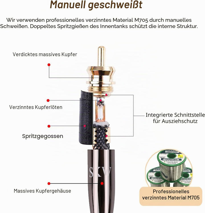 SKW Audiophiles Audio Kabel 3.5mm Klinke auf 2 Cinch Y Splitter Stereo Audio Kabel (3M, Schwarz)