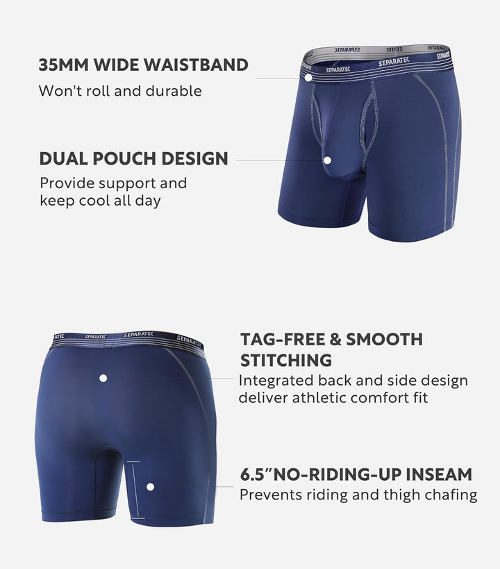 Separatec Sport Boxershorts Herren Schnelltrocknende Unterhosen Männer mit Doppelter Beutel Retrosho