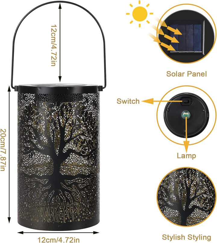 ZWOOS Solarlaterne für Aussen, Gartenlaterne Solar Wasserdicht IP44, Hängend/ Stehend, für Balkon De