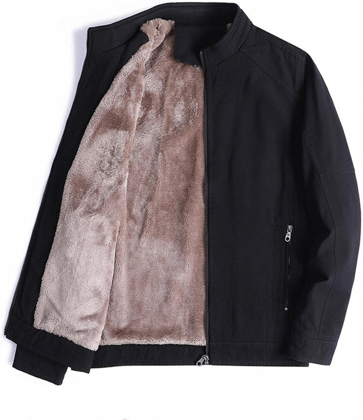 Fleece Cardigan Zip Jacke Herren Winterjacke Lässiger Stehkragen Warm Plus Samt Dicker Mantel aus re