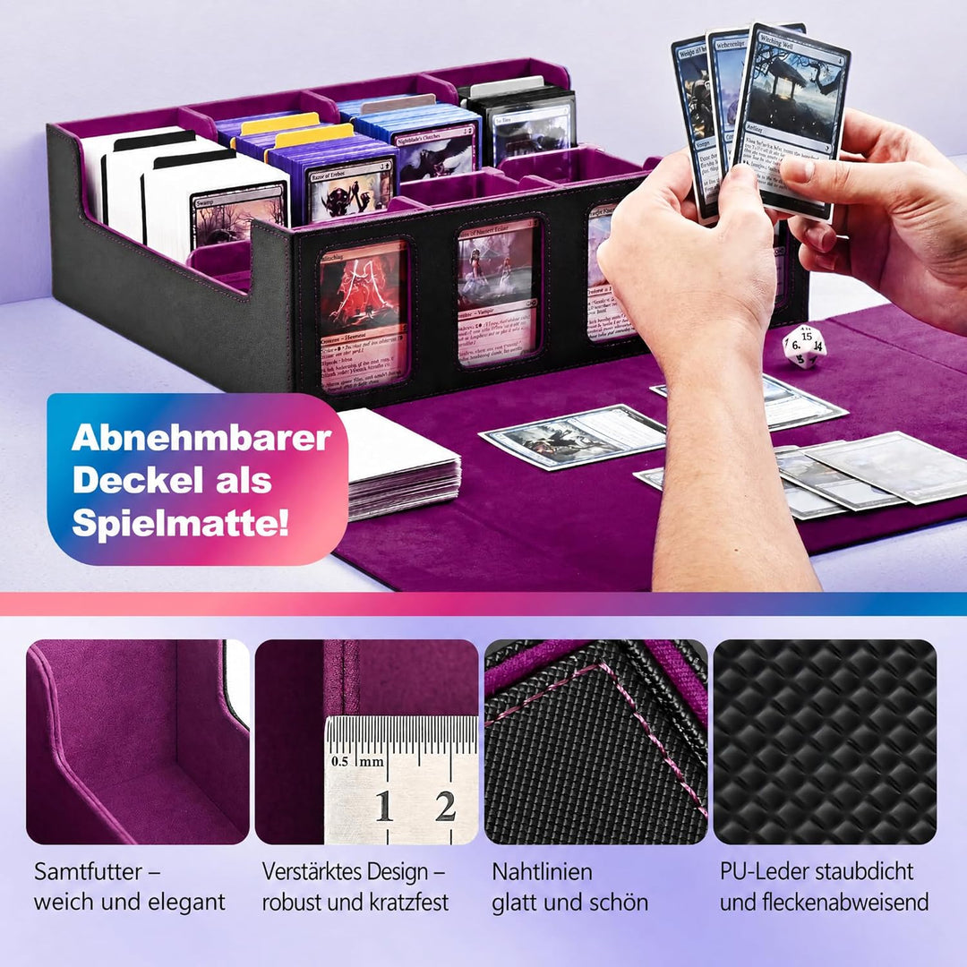 Trading Card Storage Box für Commander Display, 2400+ MTG Deck Box mit 4 Top Loaders, TCG Card Case