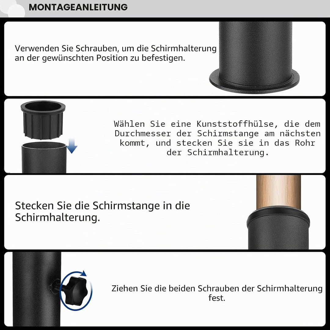 Garten Sonnenschirm Standrohre Geliefert, Universal SonnenschirmStandrohr mit 3 TLG Reduzierring(48/