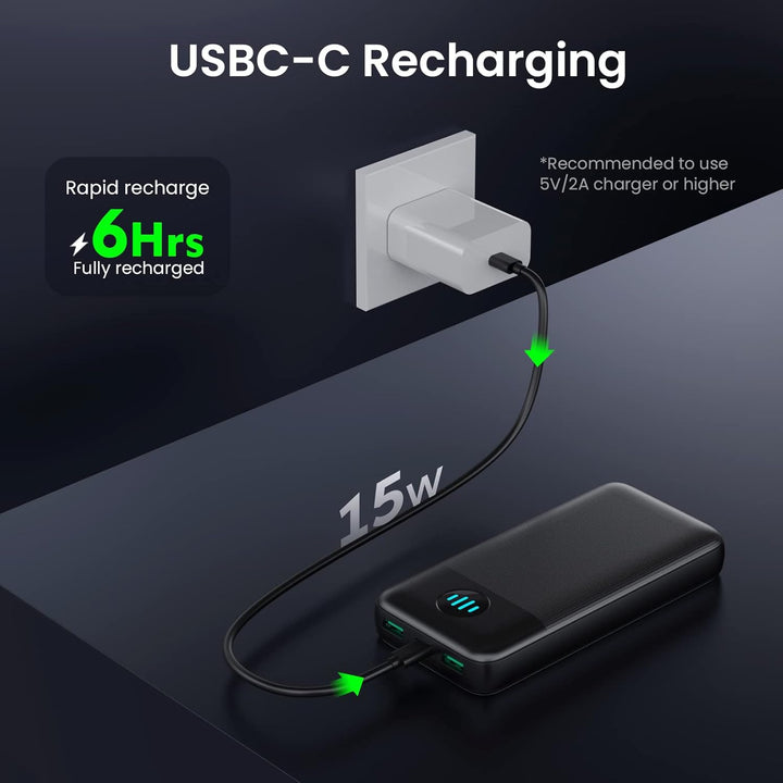 Power Bank, Powerbank 26800mAh USB C Externer Akku Input&Output 3.0A PD, 3 Ausgängen Schnelles Aufla