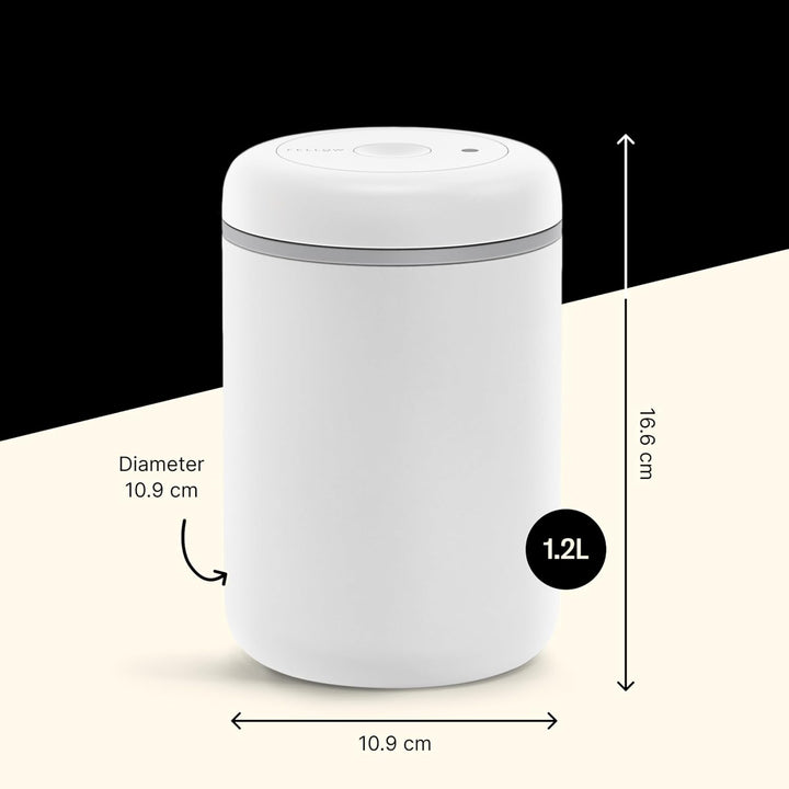 Fellow Atmos Vakuumbehälter für Kaffee und Lebensmittel 1.2 Liter matt weiss, Large (1.2 L) Medium (