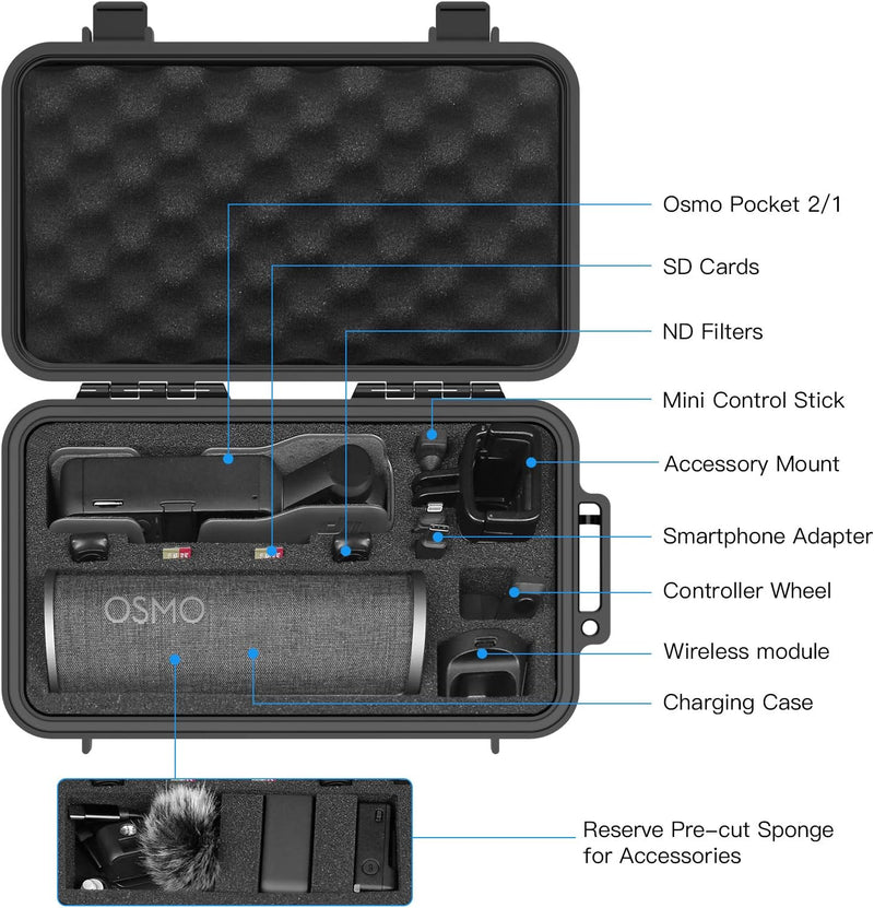 Smatree 2,4 Liter wasserdichte Koffer Kompatibel mit DJI Osmo Pocket 2/Pocket 1(Kamera &Zubehör sind