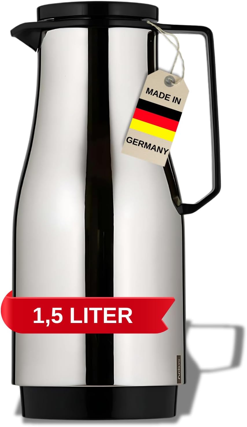 Helios Champion Edelstahl-Isolierkanne mit Drehverschluss 1,5 l schwarz 1,5 Liter Schwarz, 1,5 Liter